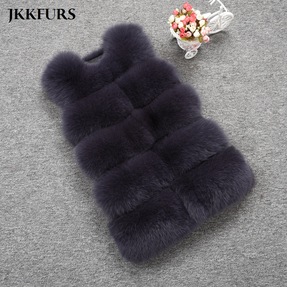 JKKFURS Новые поступления Для женщин реальные жилеты из лисьего меха теплые зимние мягкий жилет модный жилет толстый слой S1466
