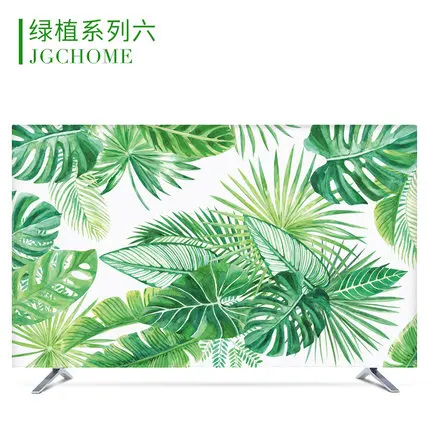 Сделанный на заказ 1"-80" 22 дюймов 75 дюймов экран lcd tv PC чехол декоративный капюшон занавес пальмовый листья кактус Фламинго водонепроницаемый зеленый - Цвет: same like the pic