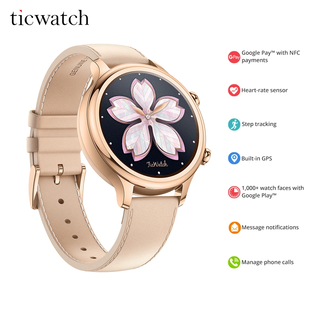 Смарт часы Ticwatch C2 Android носить ОС NFC платежи Bluetooth V4.1 Встроенный gps 400 мАч 1 5 дней