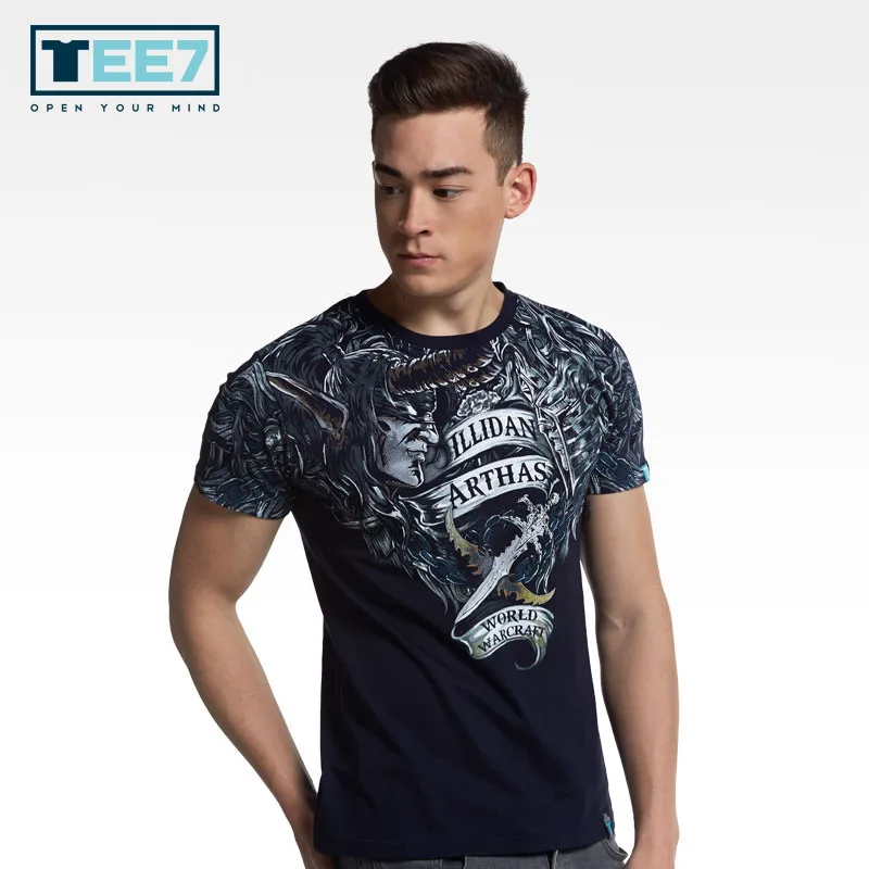 Фото TEE7 Game WOW 100% хлопковые футболки Arthas VS illidan летний костюм футболка с короткими TEE7 Game WOW 100% хлопковые футболки Arthas VS illidan летний костюм футболка с короткими