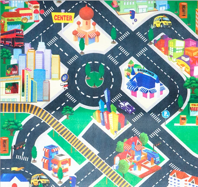 Toys city traffic map 7-piece set with alloy car road sign Play Game Mats Baby Kids Crawling Blankets Floor Carpet Decoration | Дом и сад