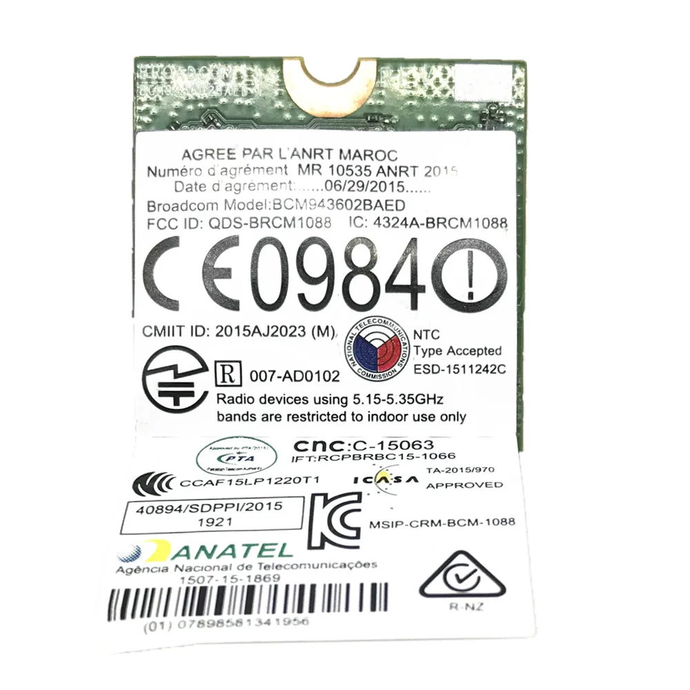 Беспроводная сетевая карта DW1830 BCM943602BAED BCM943602 NGFF M.2 AC 1300 Мбит/с Bluetooth 4 1 Wi-Fi |