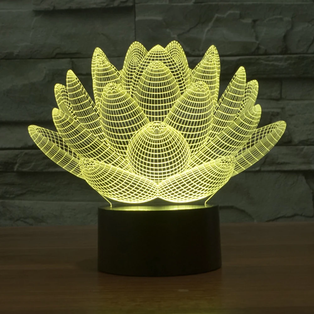 Lotus Flower 3D LED Ночник Новинка Bulbing USB сенсорный выключатель настольная лампа Luminaria de
