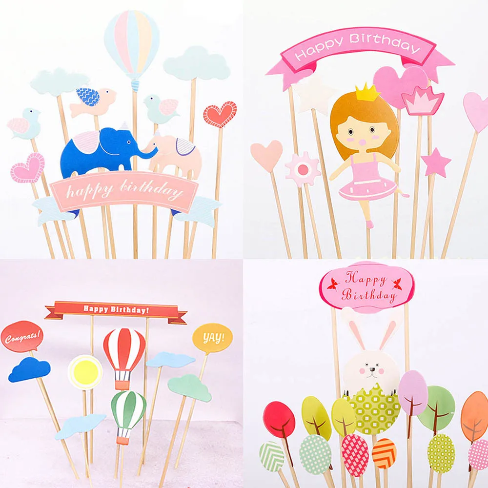 1 компл. синий розовый слон шар Кролик &quotс днем рождения&quot Коллекция торт Топпер