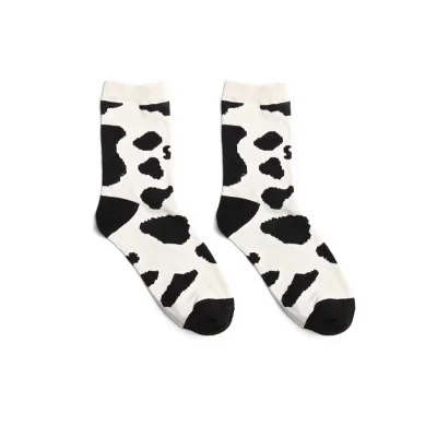 Blackwhite cow Harajuku/Веселые мужские носки; забавные мужские носки с ленивцем; женские носки с рисунками животных, инопланетян, Чили, усов, ленивцев; Новинка; носки из чесаного хлопка; забавные носки - Цвет: Blackwhite cow