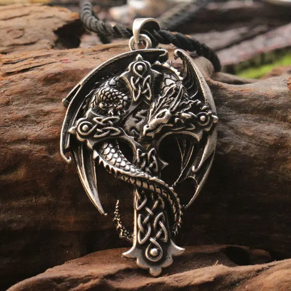 

20pcs Fashion celt dragon pendant men cross necklace, dragon necklace, wing necklace, guardian cross, religious cross jewelry