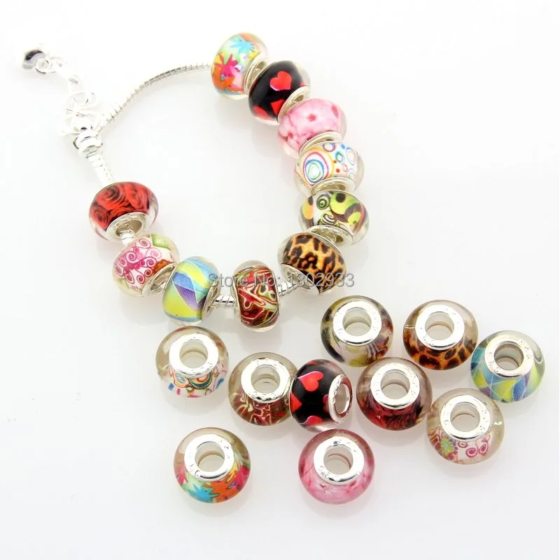 50 шт./лот 10 различных цветов Выберите бусины с большим отверстием для