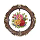 Joy SundayThree розовые цветы в полном цвету ручная вышивка крестиком набор маленькие часы настенные наклейки Аксессуары Украшение