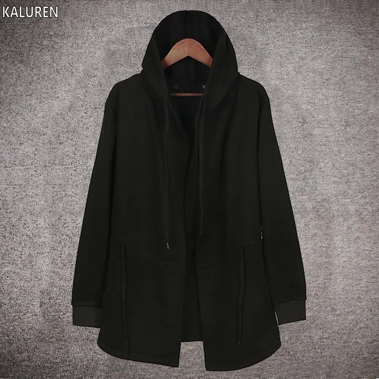

KALUREN Free shipping Plus size european no button outerwear large male 8xl turn-down collar hiphop black Sweatshirts with hoody