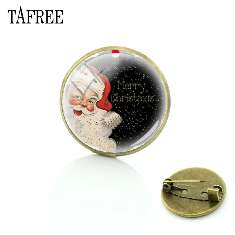 Новейшие круглые Броши TAFREE с Санта Клаусом Рождественская булавка винтажный
