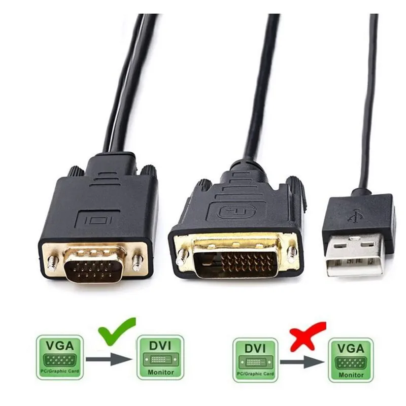 LBSC VGA DB15 pin к DVI 24 + 1 D male USB A LCD кабель для монитора адаптер конвертер 2 м|monitor rca video
