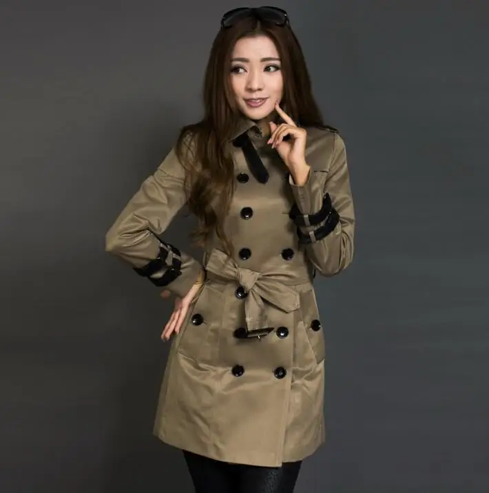 

2020 spring trench coat for women overcoat fashion medium-long clothing patchwork female casaco sobretudo feminino elegant 4XL