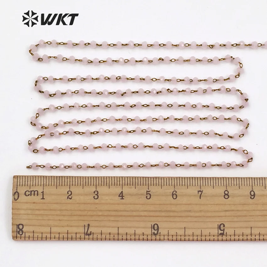 

WT-RBC055 WKT 2MM crystal beads chains faceted light pink color rosary chain for diy jewelry wholesale 10 meters in a lot