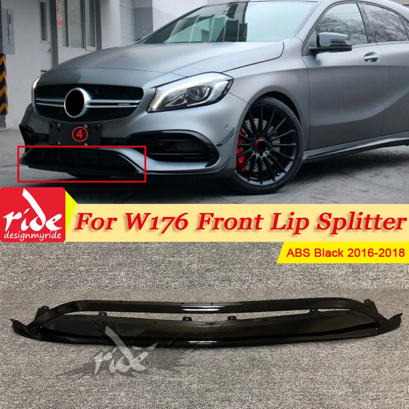 Для Mercedes A W176 Sports передний бампер сплиттеры Canards плавники Brows Aero ABS Глянец черный A45