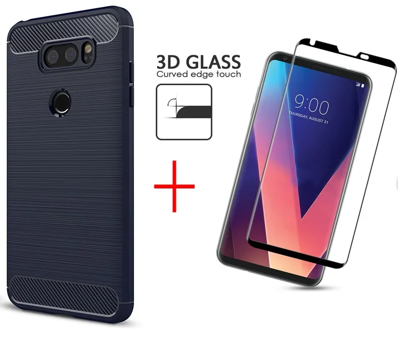 Для Fundas LG V30 Чехол Мягкий ТПУ/углеродное волокно чехол для и 3D изогнутый полный