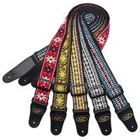 vintage guitar strap belt musical instrument accessories with woven embroidery fabrics for acoustic folk electric guitar bass