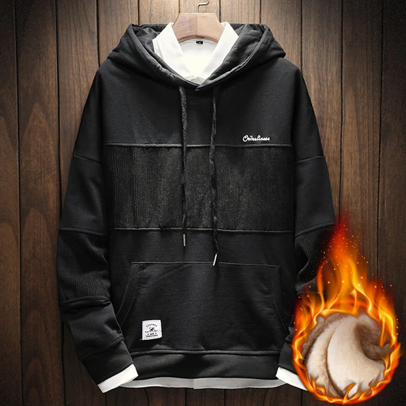 Весна осень длинный рукав толстовка мужская куртка топ плюс бархат утолщенный