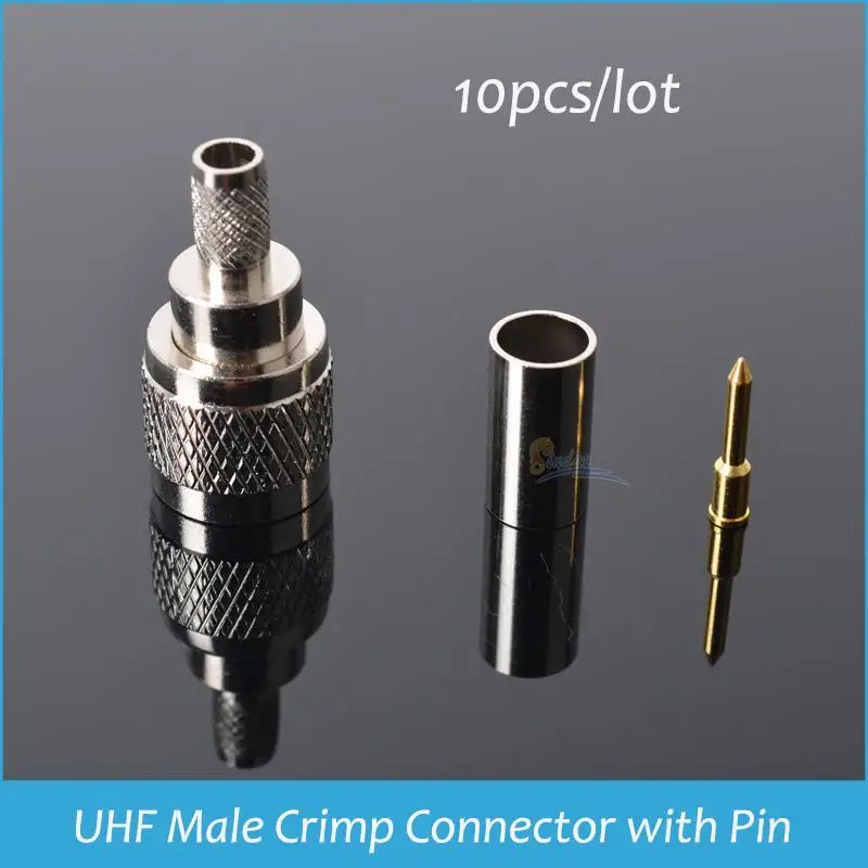 Sindax 10 шт. мини UHF штекер обжимной Соединитель с штифтом подходит для RG58U RG142 LMR195