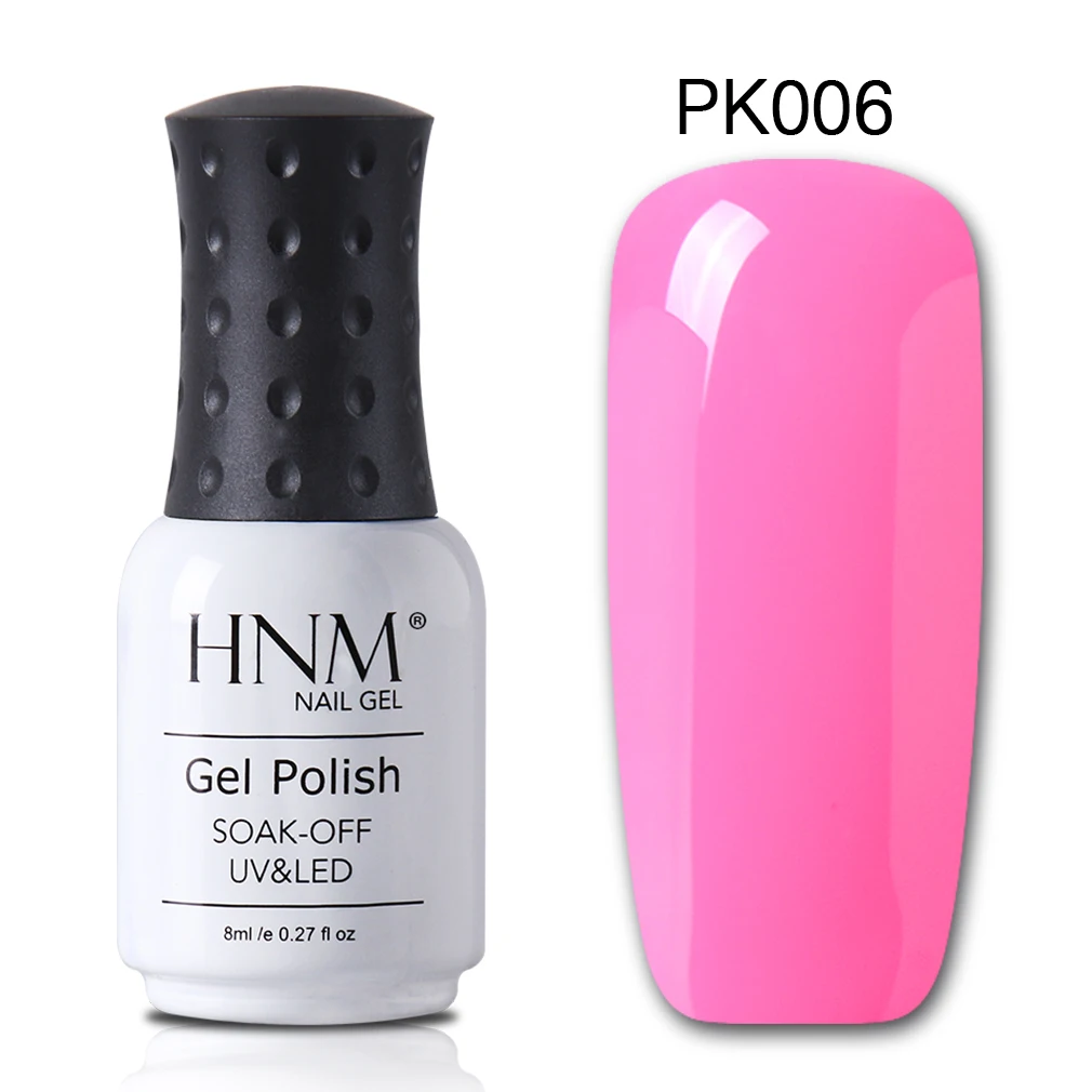 pink 006 HNM 8 мл Гель-лак для ногтей Чистый Розовый Цвет замачиваемый УФ светодиодный лак для нейл-арта Полупостоянный Гибридный Гель-лак базовое верхнее покрытие - Цвет: pink 006