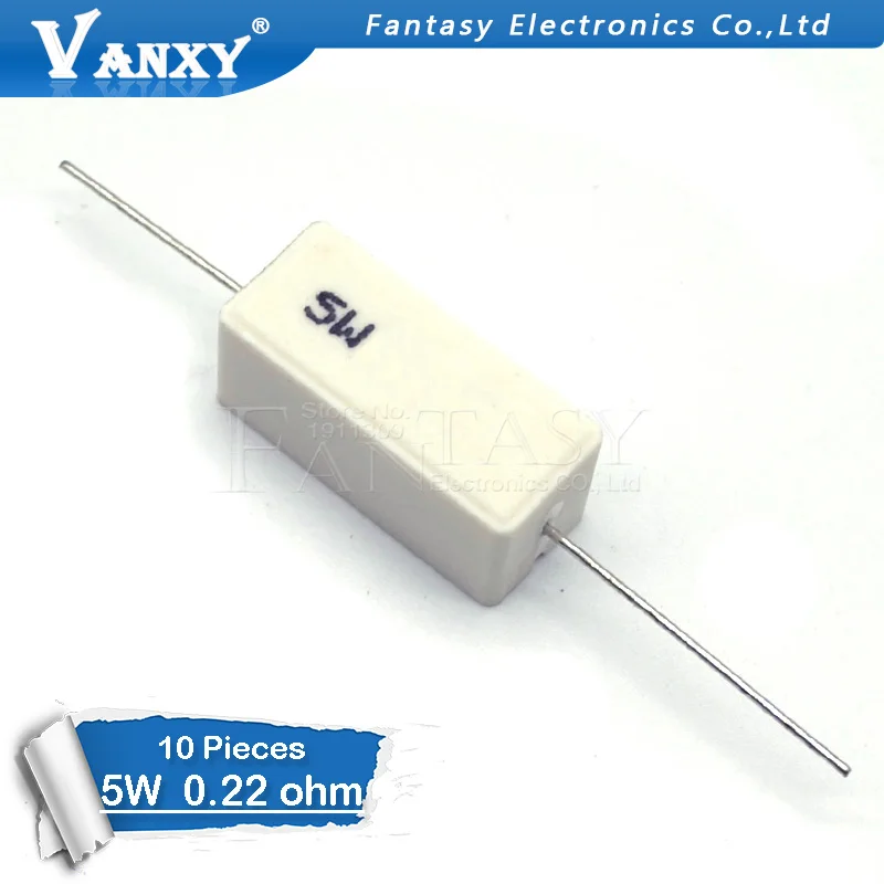 10 шт. 5 Вт 0 22 Ом цемента сопротивление 0.22R 0.22ohm|cement resistance|resistance 5w5w resistance |