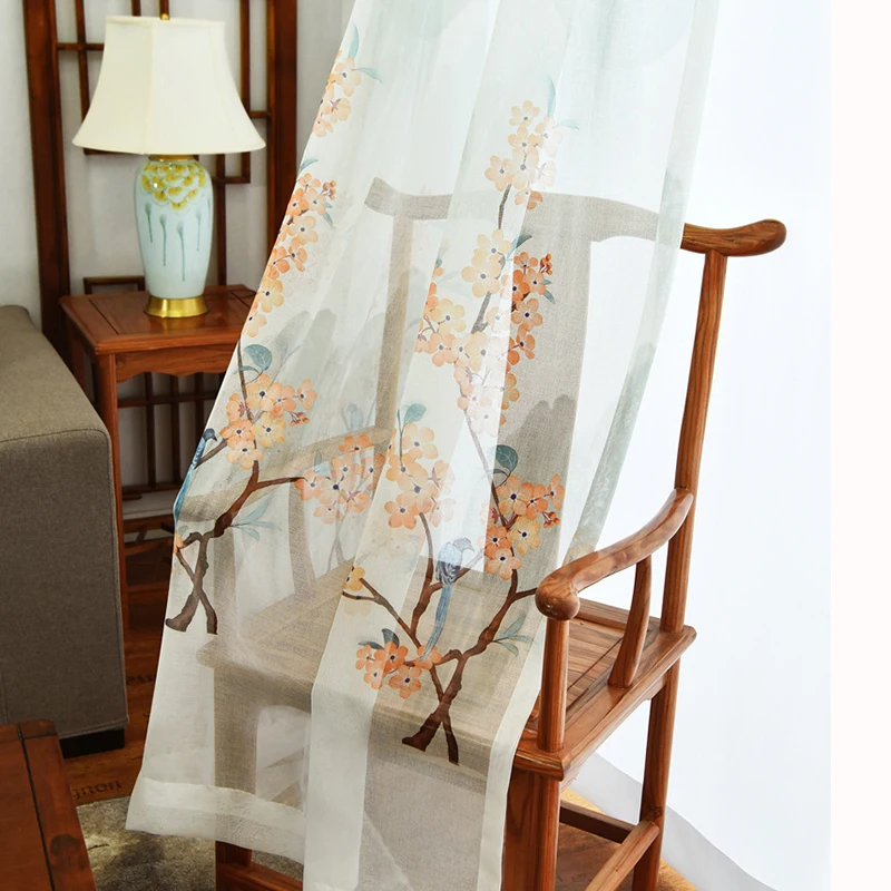 Тюль с ручной росписью в американском стиле для спальни гостиной|Занавески| |