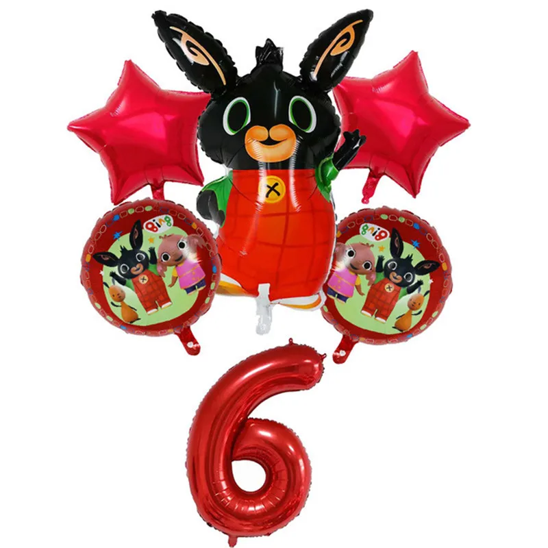 6 6 шт. Bing Bunny воздушные шары из фольги Мультяшные животные кролик шар 30 дюймов номер ребенок 1 9 день рождения Декор поставки игрушки - Цвет: 6