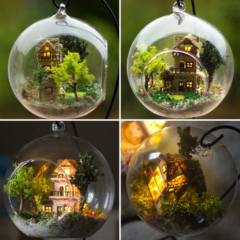 DIY деревянный кукольный дом Miniaturas с мебелью DIY миниатюрная норвежский дерево дом кукольная Стекло мяч надувные игрушки для детей Рождество Gitfs