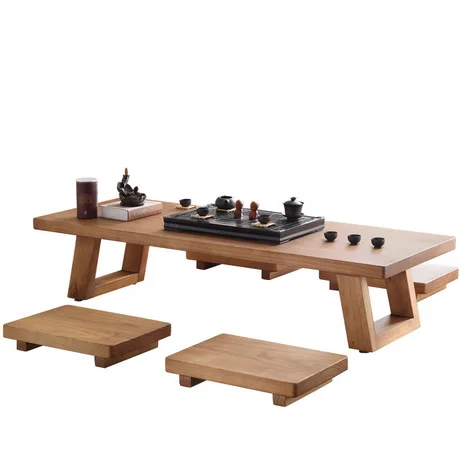 Набор столовой мебель для из цельного дерева 1 стол + 4 стула обеденный в японском