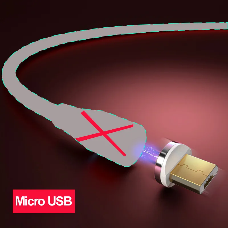 Only Plug For Micro Магнитный кабель Marjay, 2 м, 3 А, быстрая зарядка, 3,0, Micro usb type-C кабель для iphone X Xs Max, samsung, Xiaomi, магнитный шнур для быстрой зарядки - Цвет: Only Plug For Micro