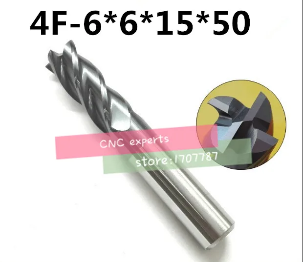 

4f-6.0*6*15*50,hrc50,carbide End Mills,carbide Square Flatted End Mill,4 Flute,coating:nano,factory Outlet Length