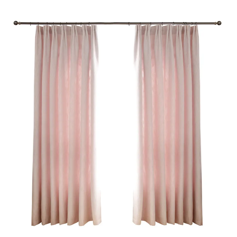 CITYINCITY Stripe Blackout Home Decor Curtain For Living room Drape Princess style Faux linen pink Curtains for Bedroom Rideaux | Дом и сад