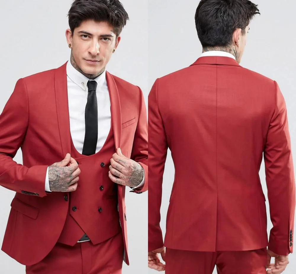 Новый модный красивый смокинг для жениха шаль с отворотом на одной пуговице