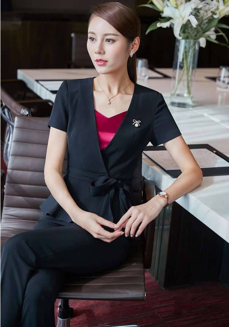 2017 летние профессиональные Деловые женские костюмы с коротким рукавом куртки и