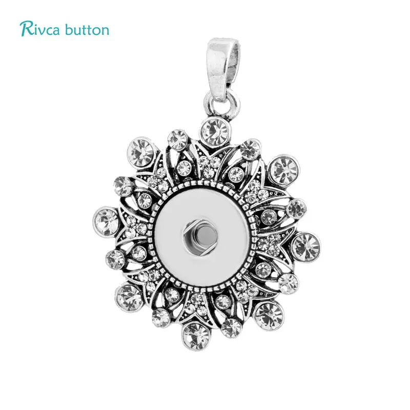Rivca 18 мм кулон с кнопкой ювелирные изделия кристалл винтажное ожерелье для женщин