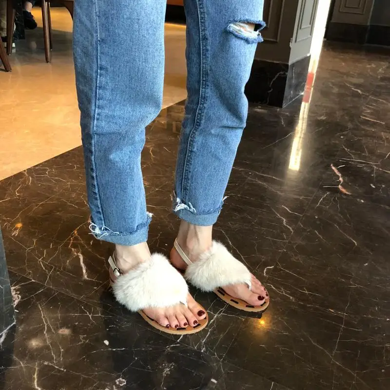 Stylesowner летние сандалии на плоской подошве с мехом гладиаторы бежевый белый