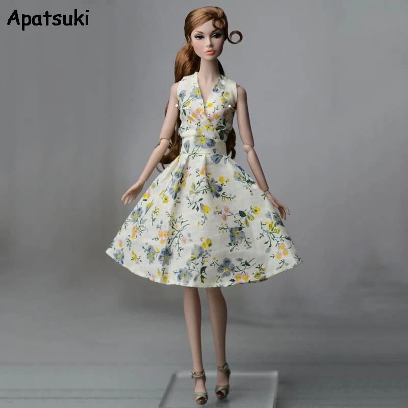 Зеленое Цветочное платье в сельском стиле для куклы Барби модная одежда вечерние