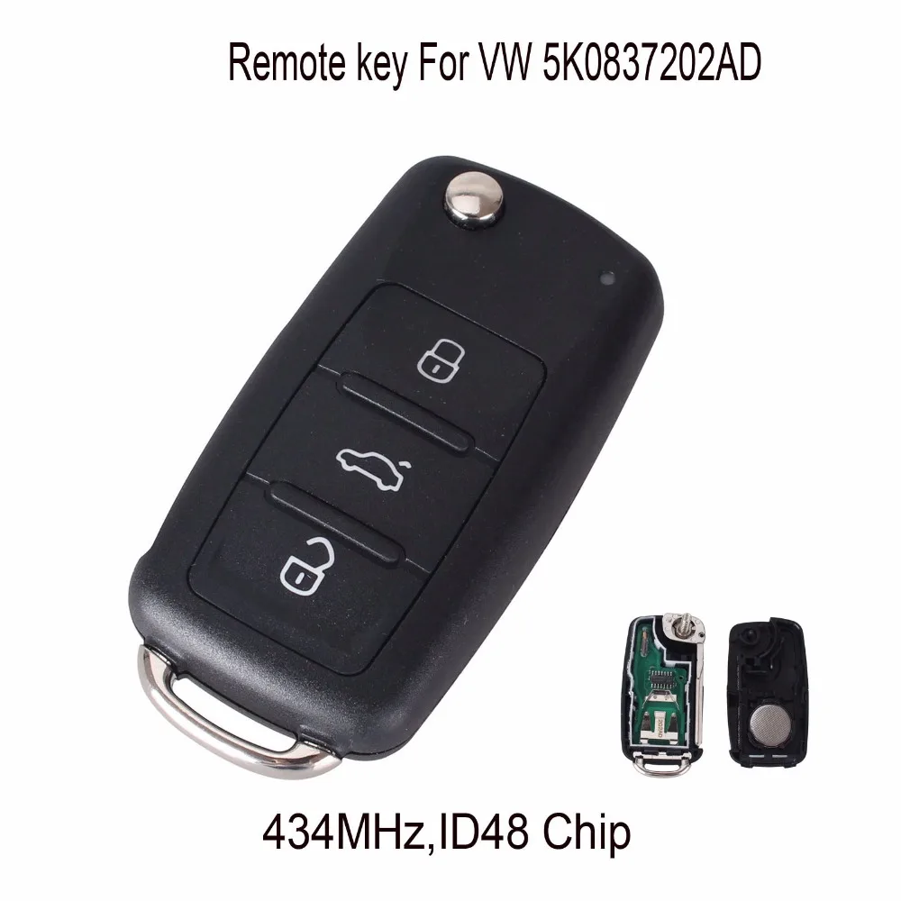 Дистанционный ключ KEYYOU 434 МГц ID48 чип для VW Volkswagen GOLF PASSAT Tiguan Polo Jetta Beetle