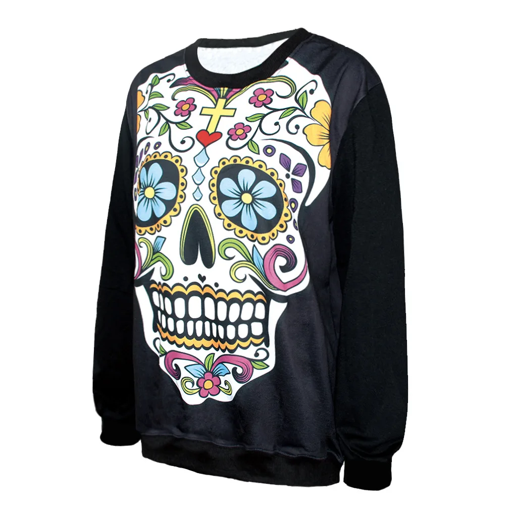 2015 New Sale Tracksuit Sport Autumn And Winter Sky Flowers Skull Loose Sweatshirts Women's Leisure Couples Digital Printing | Женская