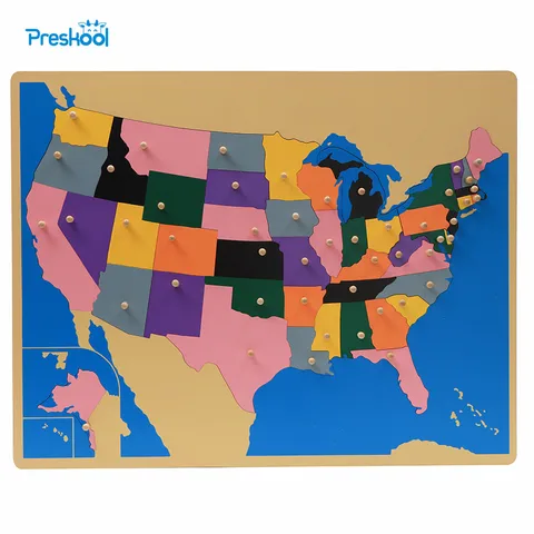 Детская игрушка-головоломка Монтессори, Америка, США, карта обучения и образования, для раннего развития, для детей