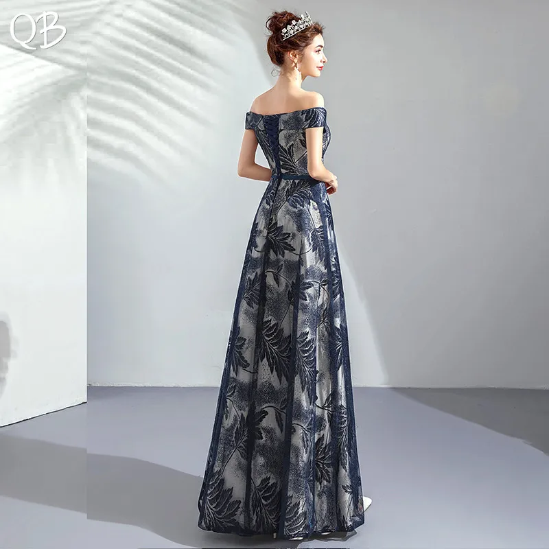 Темно-синий 2020 новый модный трапециевидный наряд до пола с рукавами-крылышками