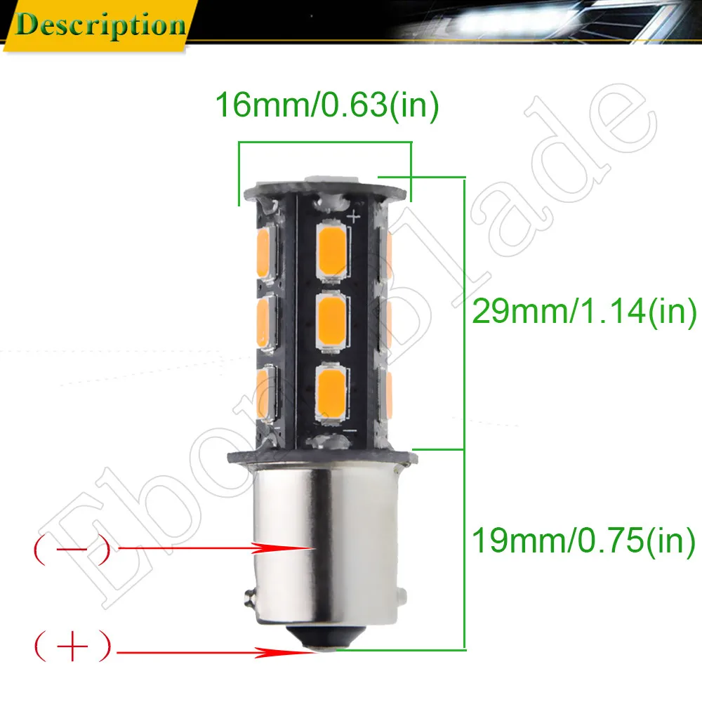 2 х Bau15s автомобильный светильник s Светодиодные лампы 5630 18SMD авто 1156 PY21W 7507