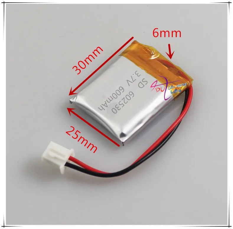 

li-po XHR-2P 2.54 3.7V 600mAh 602530 polymer lithium battery MP3 sound card reading machine battery