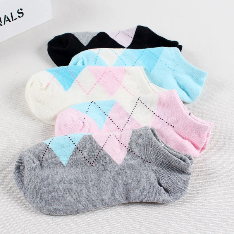 5 Цветов Конфеты Цвет Женщин Носки Короткие Лодыжки Лодка Низкий Спорт | Женская