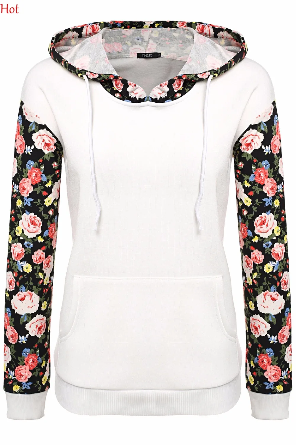 Модные осенние толстовки женские повседневные Лоскутные с цветочным принтом