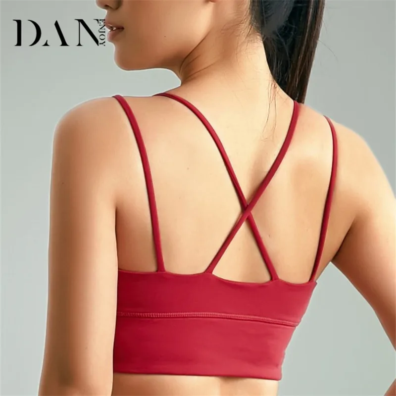 DANENJOY Nylon Fitness Yoga Gym Clothing Comfortable Women Backless Breathable Outwork Jogging Sports Crop Top Bra WX-2 | Спорт и