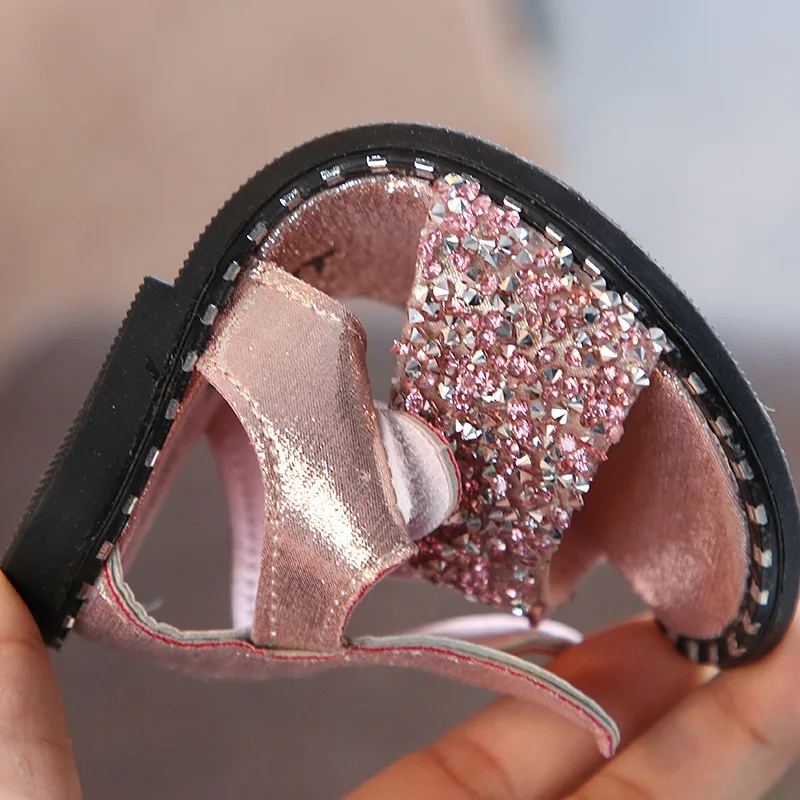 Сандалии Детские в римском стиле босоножки принцессы с блестками стразами