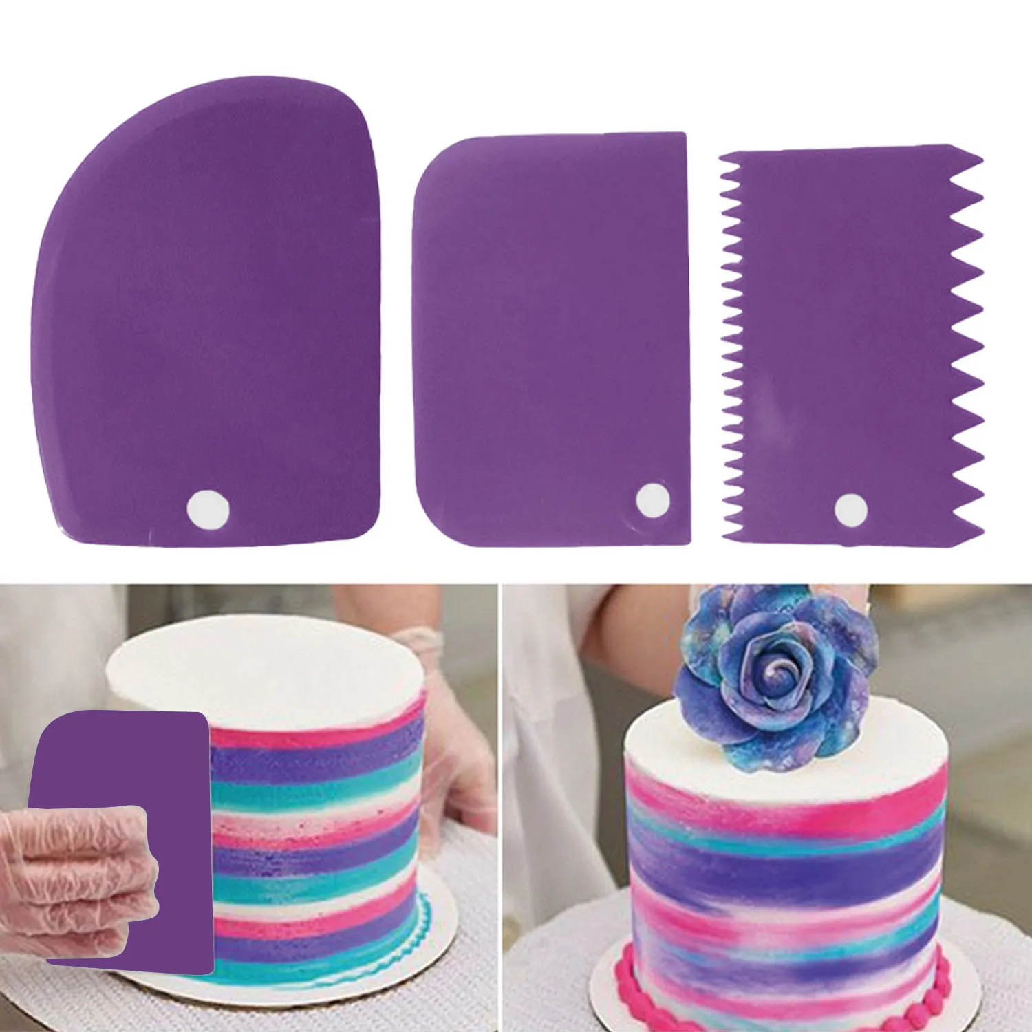 Behogar 3 шт. скребки Ассорти Стиль торт Fondant (сахарная) шоколада Гладкий полировщик