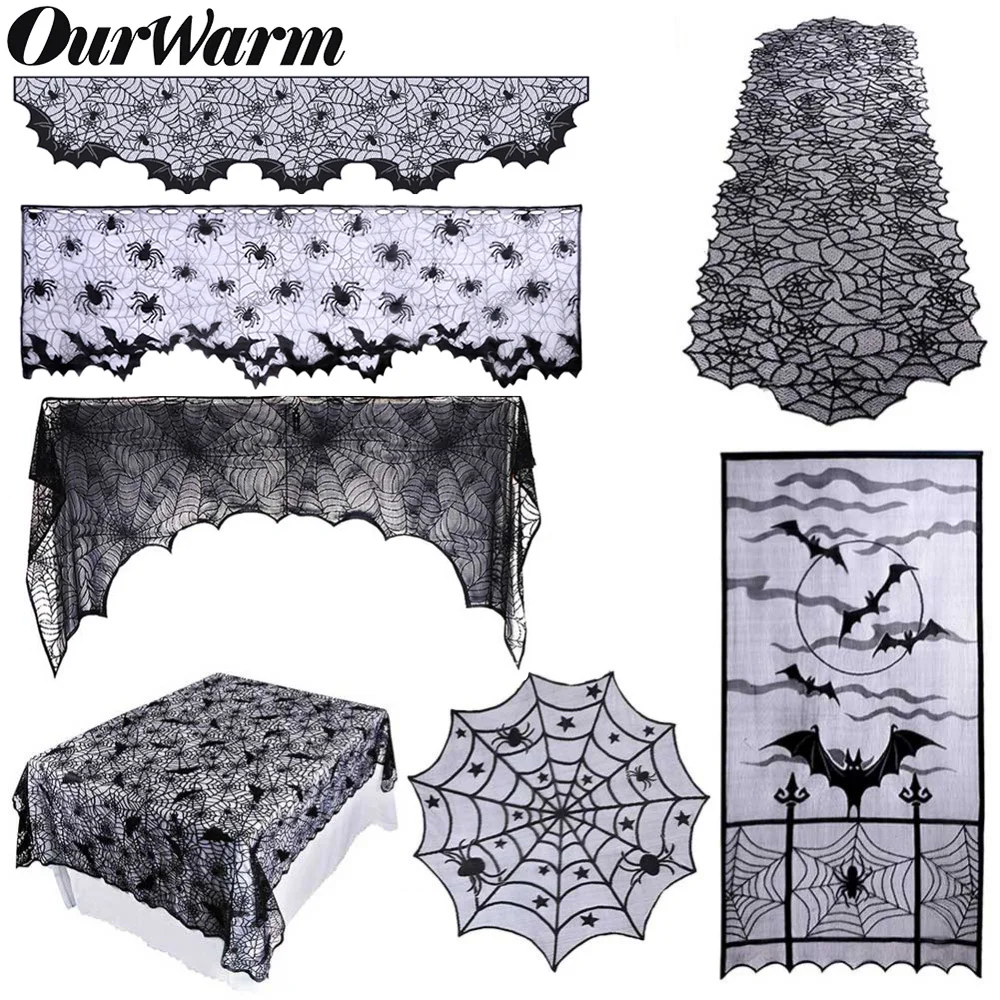 OurWarm украшения ужастики для хеллоуина Props кружевная паутина на камин мантия шарф