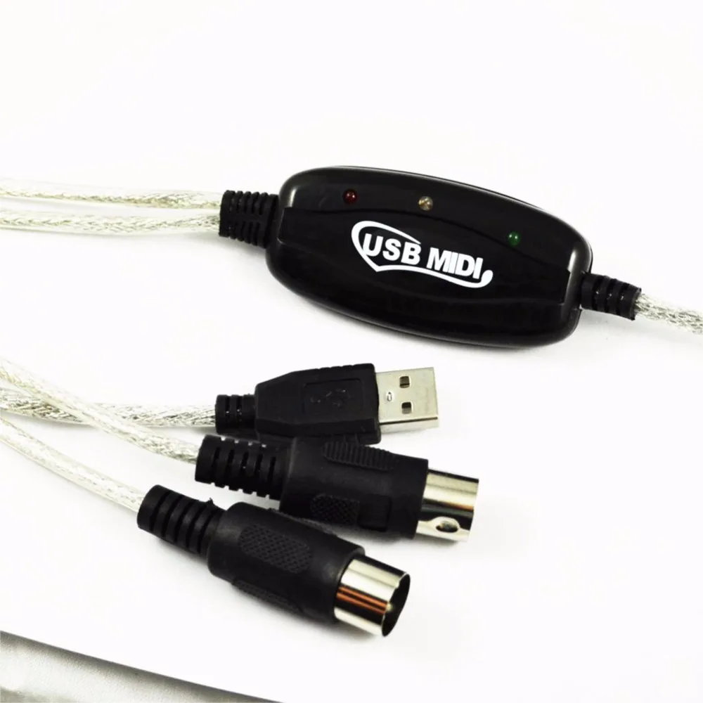 USB в MIDI кабель конвертер для музыкальной клавиатуры адаптер шнур с светодиодный