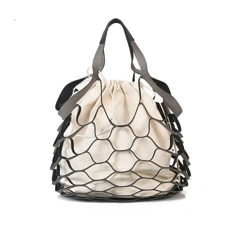 Женская ажурная Сумка тоут повседневная плетеная Сетчатая в Корейском стиле